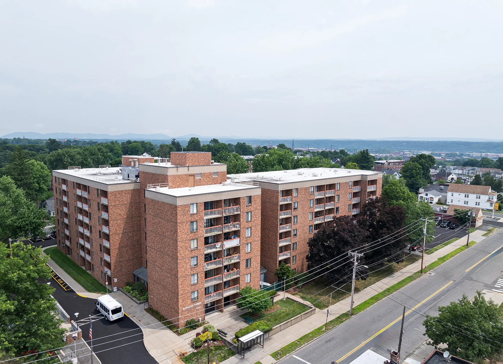 Elmwood Towers exterior aerial view